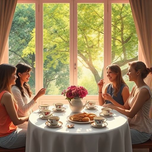 朋友聚会品茶场景