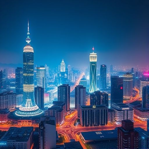 广州夜景与数字地图