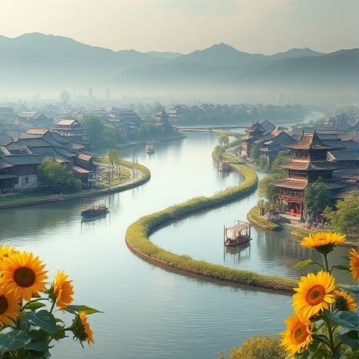 葵花浦典佛山水乡风光