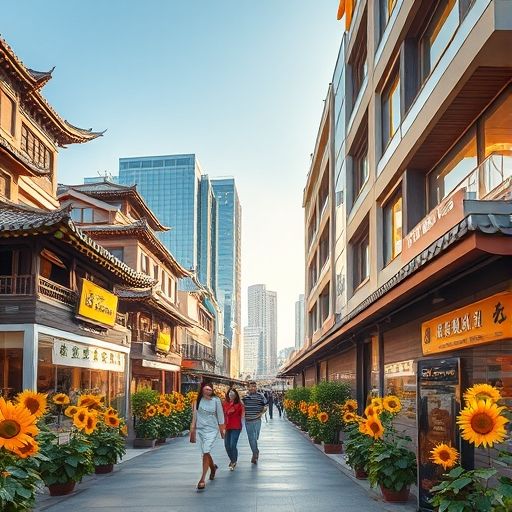 现代佛山街头的葵花元素